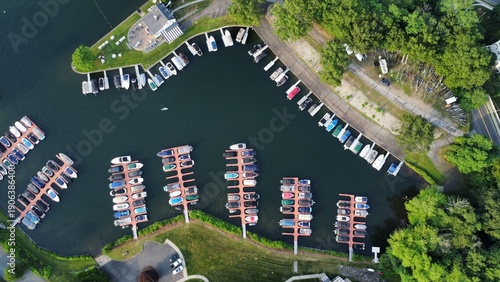 Aerial View of Marina and Boat Slips in Danbury, Connecticut