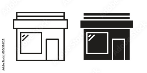 Store icons vector. Line and glyph design with editable stroke