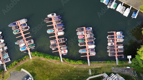 Aerial Marina with Docked Boats in Danbury, Connecticut