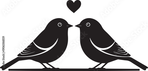 Love Birds Silhouette vector black on a white background