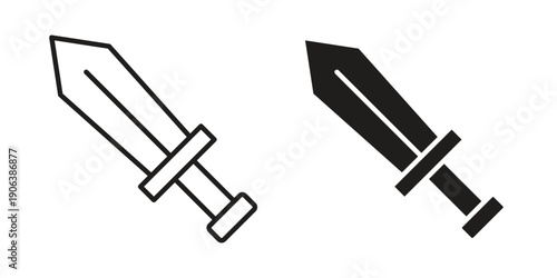 Sword icons vector. Line and glyph design with editable stroke