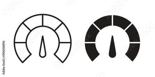 Tachometer icons vector. Line and glyph design with editable stroke