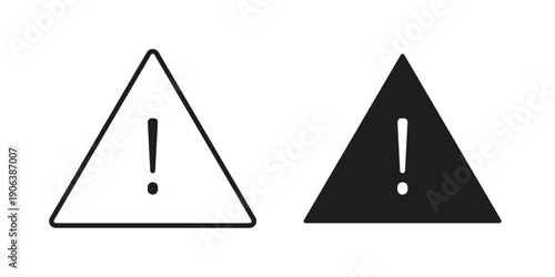 Technical warning icons vector. Line and glyph design with editable stroke