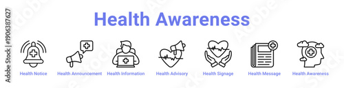 Health Awareness Icon Banner and Collection