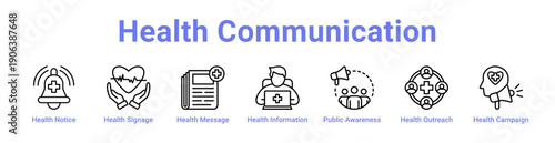 Health Communication Icon Banner and Collection