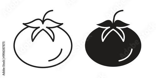 Tomato icons vector. Line and glyph design with editable stroke