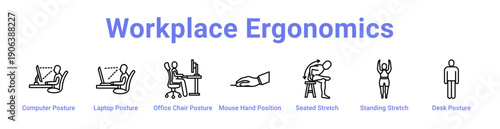 -Workplace Ergonomics Icon Banner and Collection