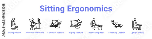 -Sitting Ergonomics Icon Banner and Collection