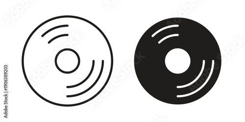 Vinyl icons vector. Line and glyph design with editable stroke