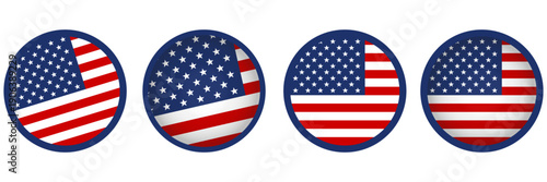Usa flag icon set round badge design