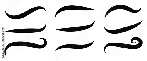 Hand drawn swoosh tail. Swoosh waves vector elements for  baseball, football, or athletics logos and text decoration. EPS 10