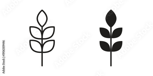 Wheat icons vector. Line and glyph design with editable stroke