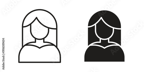 Woman icons vector. Line and glyph design with editable stroke