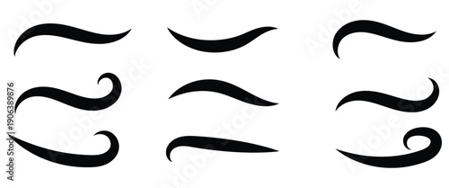 Typography shape Swoosh and swash tails in retro style used for graphic design element and athletics logos. Vector illustration.