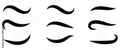 Vector ornamental curve swoosh tail isolated on a transparent background. Swoosh elements for  baseball, football logo and web design elements.