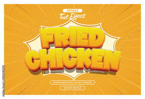 Fried chicken editable text effect with comic background