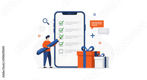 Man checking off items on a digital checklist on a smartphone screen.