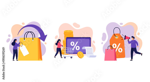 Online Shopping Discount Sale Promotion and Marketing Concepts.