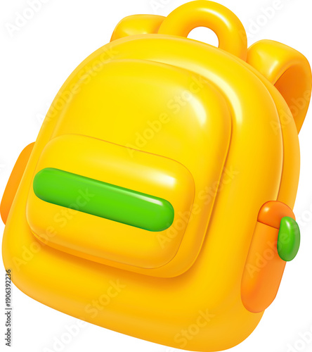 3D Vector Cute Backpack Icon, School, Travel, Education, Back to school concept.