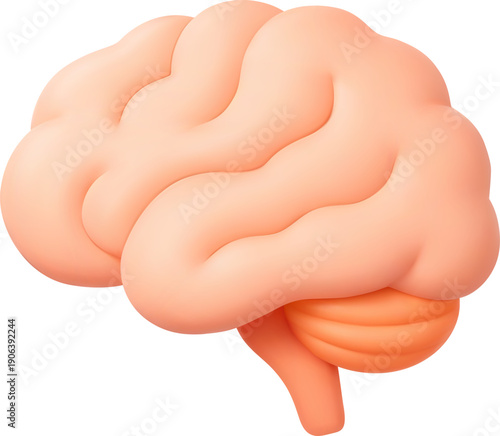 3D Vector Human Brain Icon, Mind Intelligence, Education, Science, Psychology, Medical concept.