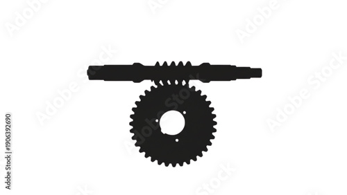 Worm Gear Drive Silhouette Engineering Illustration on White Background