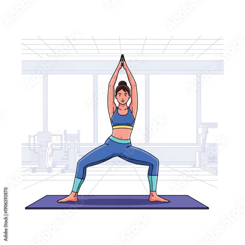 Woman in yoga pose standing strong.