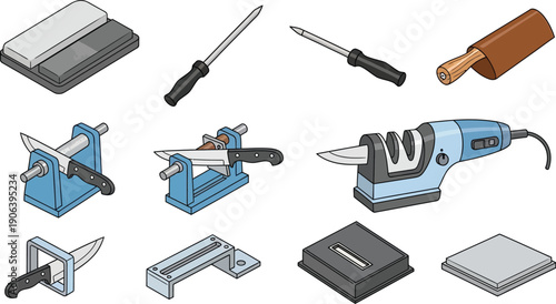 Carpentry and Workshop Hand Tools Icons Set Vector