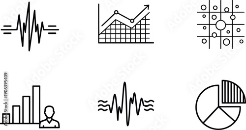 A collection of diverse icons representing various data visualization methods and concepts