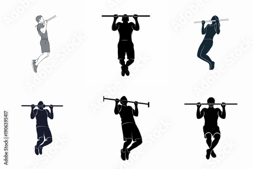 illustration of a bundle of people doing pull ups