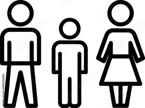 A family of three with a father, child, and mother standing together