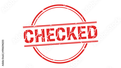 Checked Stamp Emblem: A bold red CHECKED stamp, a symbol of verification and confirmation, is imprinted with precision. A clean and clear stamp
