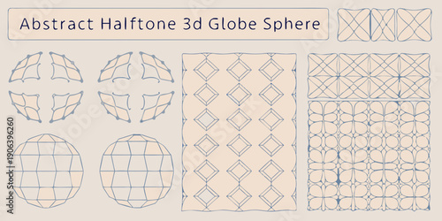 Abstract halftone 3d globe sphere patterns and geometric designs