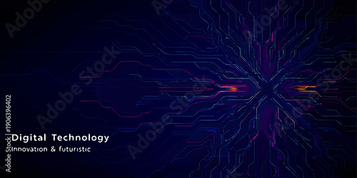 Abstract digital network with glowing lines and a central burst of light