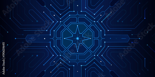 Abstract network of glowing blue lines forming a symmetrical geometric pattern
