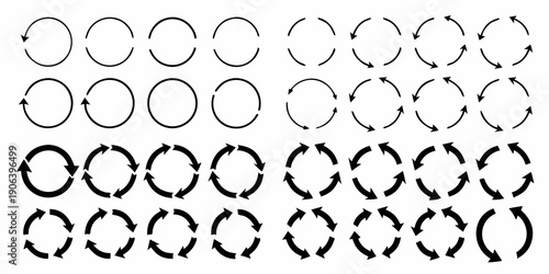 Arrangement of circular arrows in a grid pattern showing rotational direction