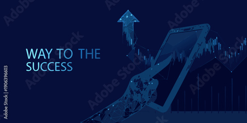 Smartphone displaying a rising graph symbolizing financial success and growth