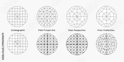 Geometric projections orthographic polar and stereographic representations