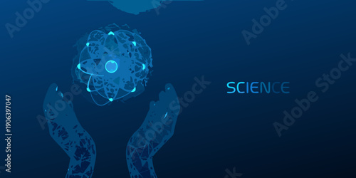 Digital brain in hands with glowing lines representing neural connections and science