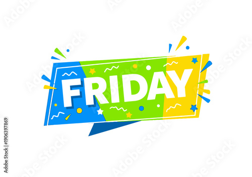 Happy Friday Celebration with Colorful Graphic Banner and Festive Elements