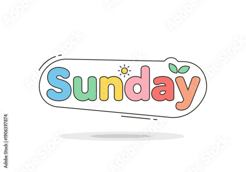 Enjoying a bright and sunny Sunday with colorful typography and cheerful vibes