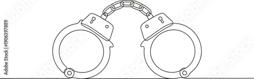 Simple Flat Isolated Metallic Handcuffs Criminal Justice Icon Illustration
