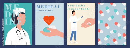 A set of medical posters.Flat vector illustrations
