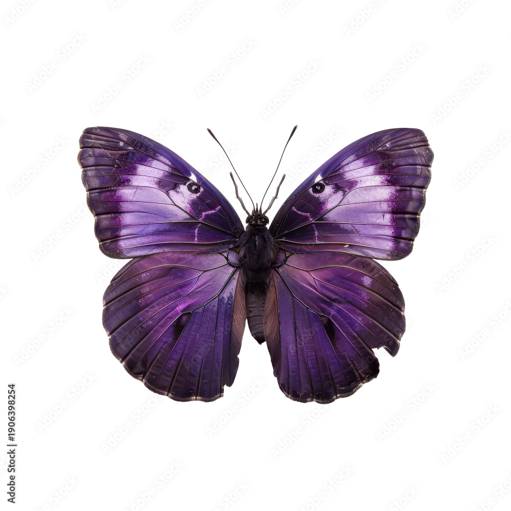Obraz premium A stunning purple butterfly displaying its vibrant wings against a dark backdrop