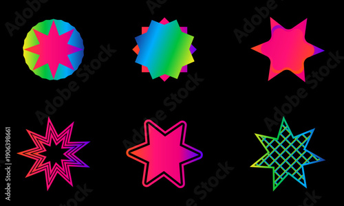 Vibrant Gradient Star Shapes and Islamic Starbursts Collection