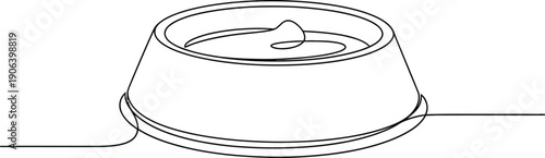 Pet bowl, dog bowl one line continuous drawing. Animals accessories, pet toy supplies continuous one line illustration.
Dry pet food in a bowl, one line drawing with watercolor fill, minimalistic vec
