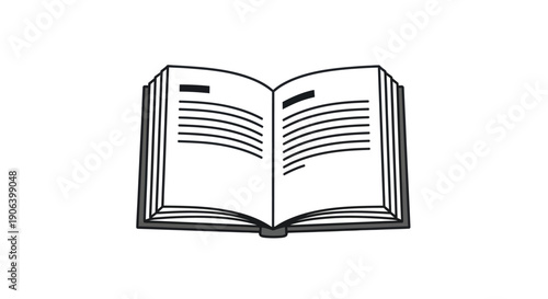 Open Book Illustration with Black Lines and Text.