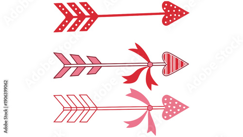 Three decorative arrows with heart-shaped tips and bows.