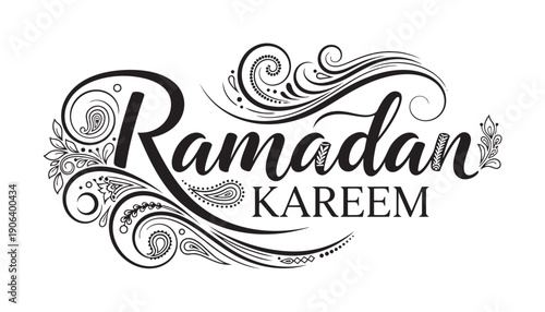 Ramadan kareem vector illustration with elegant floral arabesque patterns and flourishes