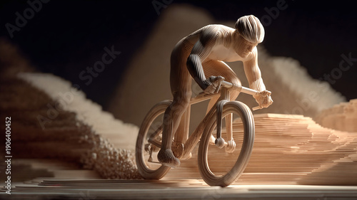 Multi-layered surreal illustration of a mountain bike . Generative AI