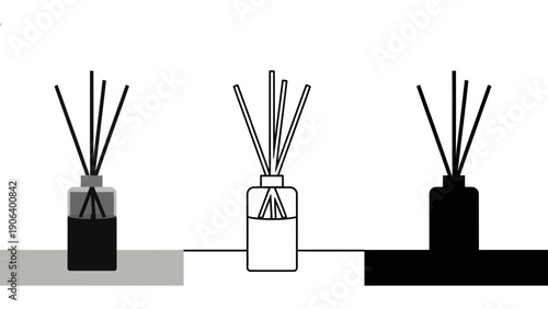 Three reed diffusers are shown in a row with different styles.
